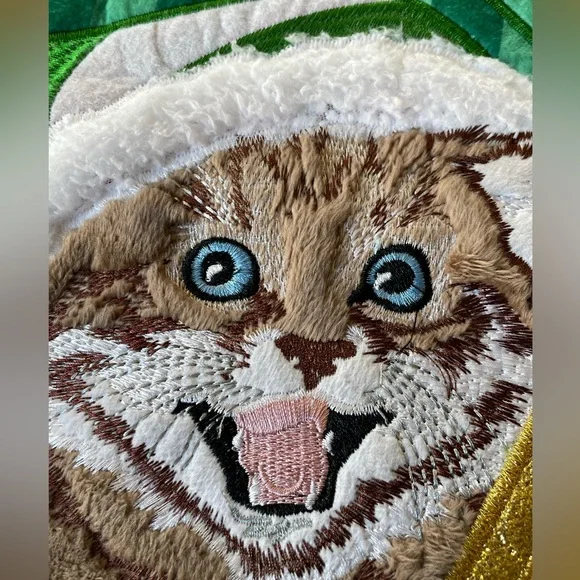 Holiday Time Red and Green Crewneck Sweater with Festive Cat Design - Picture 8 of 10